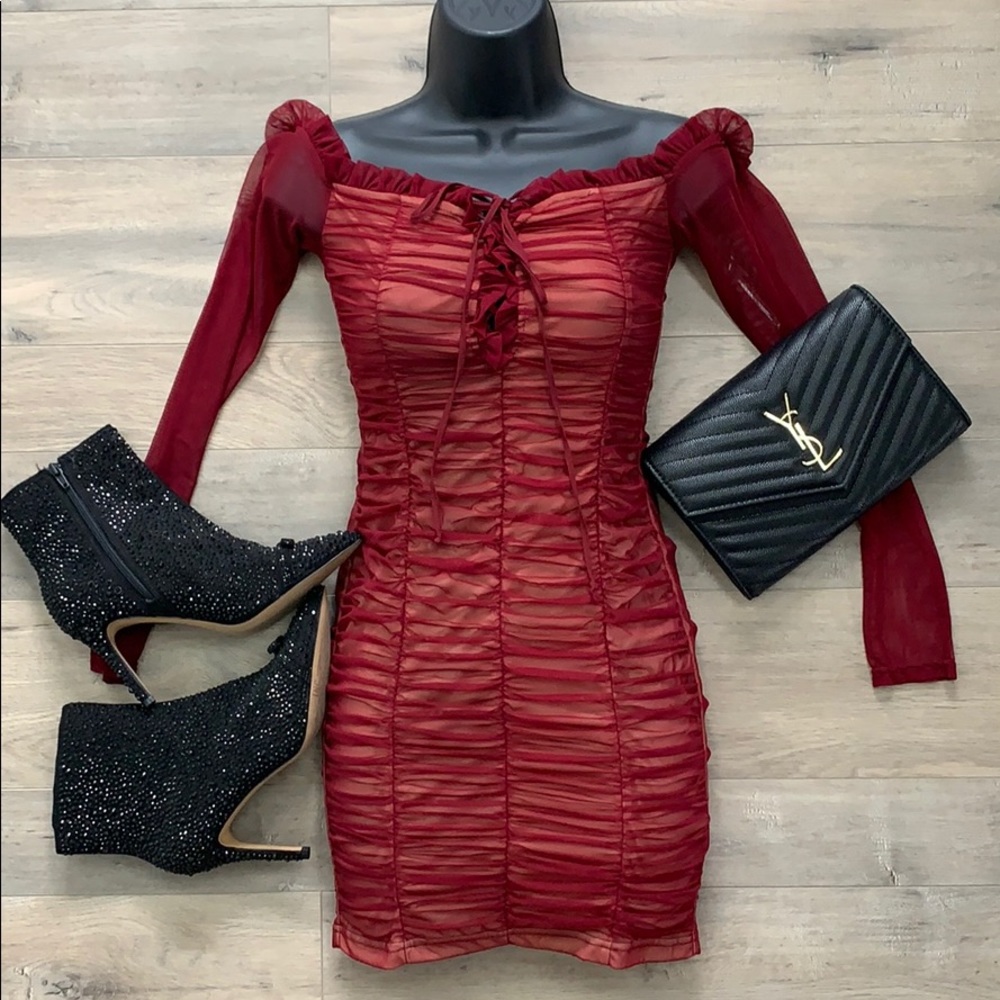 Fashion Nova Off The Shoulder Rouched Party Dress